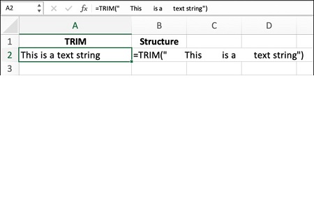 تابع trim, کار با تابع trim, کاربرد تابع Trim در اکسل