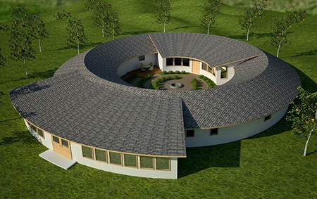 معماری خانه دایره ای, پلان خانه دایره ای, خانه ویلایی دایره ای